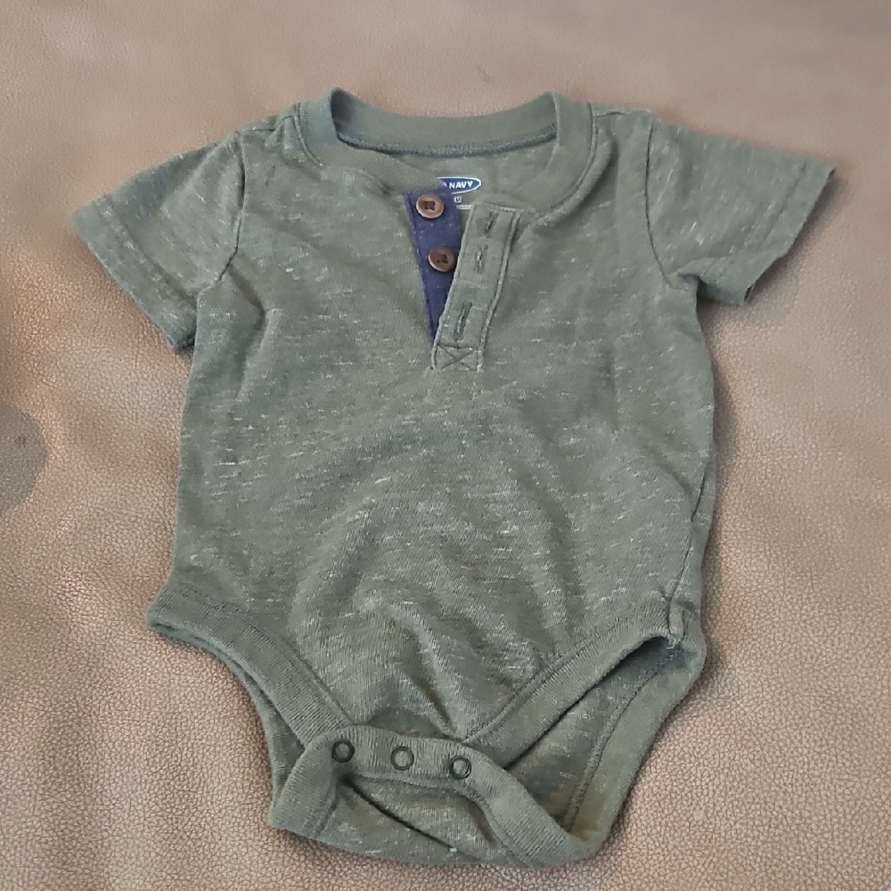 Old Navy Striped Blue and Green Baby Onesies with Gray Shorts - Picture 7 of 9